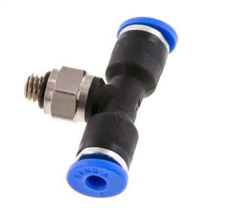 3mm x M 5 Inline Tee Push-in Fitting with Male Threads Brass/PA 66 NBR Rotatable [2 Pieces]