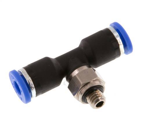 4mm x M 5 Inline Tee Push-in Fitting with Male Threads Brass/PA 66 NBR Rotatable [2 Pieces]