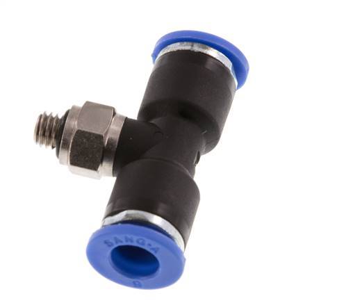 6mm x M 5 Inline Tee Push-in Fitting with Male Threads Brass/PA 66 NBR Rotatable [2 Pieces]