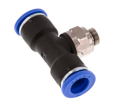 10mm x G1/8'' Inline Tee Push-in Fitting with Male Threads Brass/PA 66 NBR Rotatable