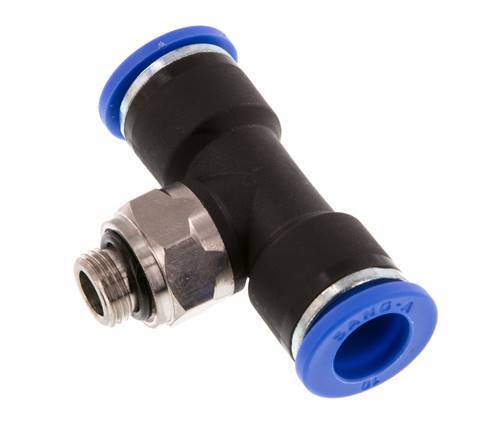 10mm x G1/8'' Inline Tee Push-in Fitting with Male Threads Brass/PA 66 NBR Rotatable
