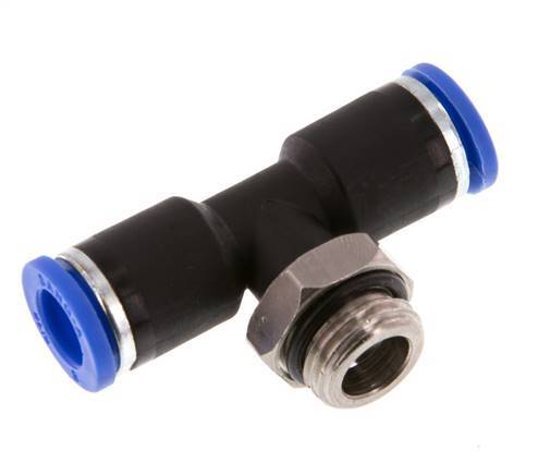 8mm x G1/4'' Inline Tee Push-in Fitting with Male Threads Brass/PA 66 NBR Rotatable [2 Pieces]