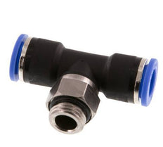 10mm x G1/4'' Inline Tee Push-in Fitting with Male Threads Brass/PA 66 NBR Rotatable