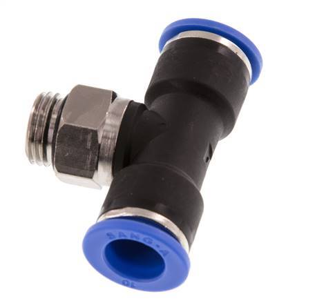 10mm x G1/4'' Inline Tee Push-in Fitting with Male Threads Brass/PA 66 NBR Rotatable