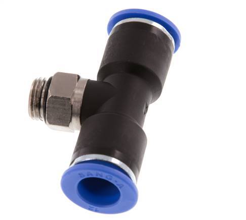 12mm x G1/4'' Inline Tee Push-in Fitting with Male Threads Brass/PA 66 NBR Rotatable