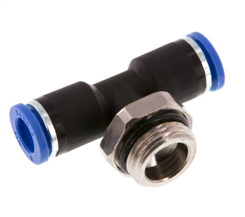 8mm x G3/8'' Inline Tee Push-in Fitting with Male Threads Brass/PA 66 NBR Rotatable [2 Pieces]