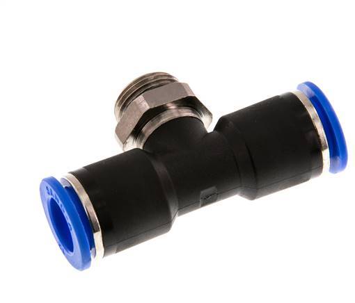 12mm x G3/8'' Inline Tee Push-in Fitting with Male Threads Brass/PA 66 NBR Rotatable