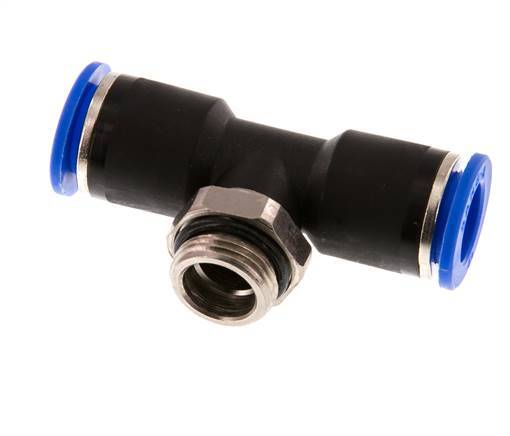 12mm x G3/8'' Inline Tee Push-in Fitting with Male Threads Brass/PA 66 NBR Rotatable
