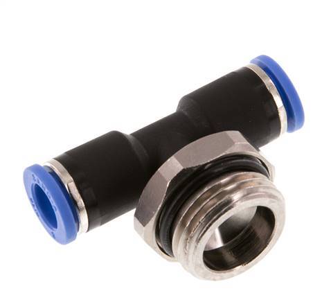 8mm x G1/2'' Inline Tee Push-in Fitting with Male Threads Brass/PA 66 NBR Rotatable