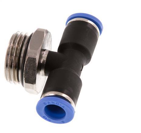 8mm x G1/2'' Inline Tee Push-in Fitting with Male Threads Brass/PA 66 NBR Rotatable