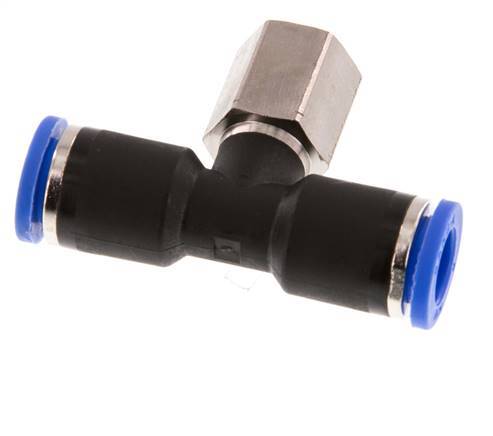 8mm x G1/8'' Inline Tee Push-in Fitting with Female Threads Brass/PA 66 NBR Rotatable [2 Pieces]