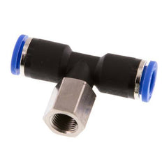 8mm x G1/8'' Inline Tee Push-in Fitting with Female Threads Brass/PA 66 NBR Rotatable [2 Pieces]