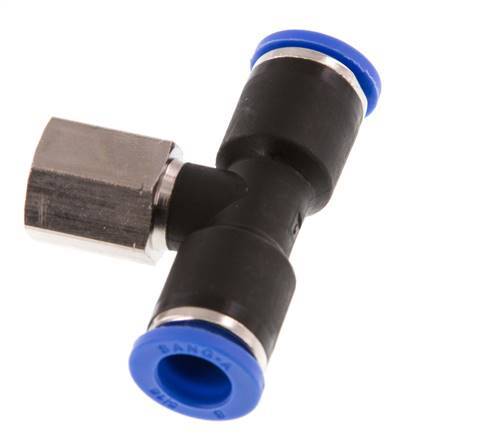 8mm x G1/8'' Inline Tee Push-in Fitting with Female Threads Brass/PA 66 NBR Rotatable [2 Pieces]