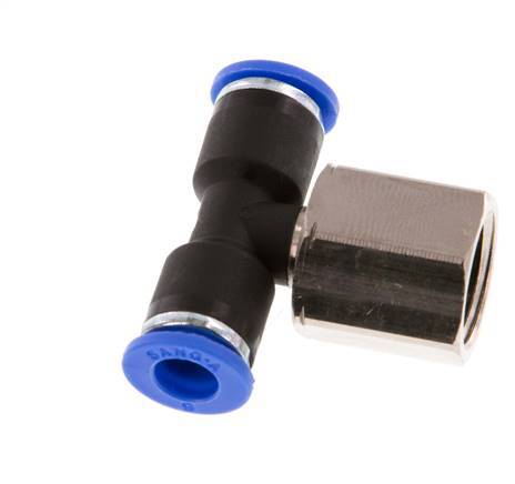 6mm x G1/4'' Inline Tee Push-in Fitting with Female Threads Brass/PA 66 NBR Rotatable [2 Pieces]