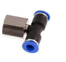 6mm x G1/4'' Inline Tee Push-in Fitting with Female Threads Brass/PA 66 NBR Rotatable [2 Pieces]