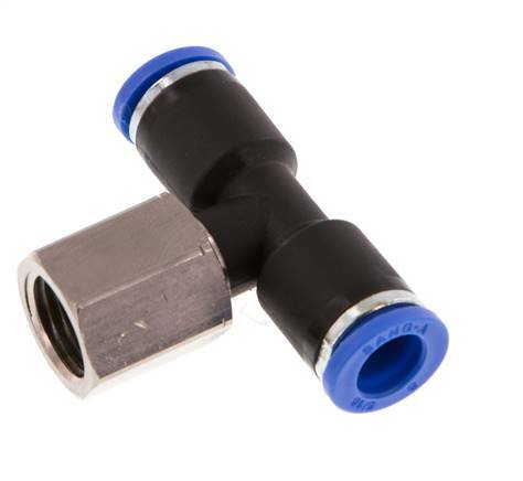 8mm x G1/4'' Inline Tee Push-in Fitting with Female Threads Brass/PA 66 NBR Rotatable [2 Pieces]