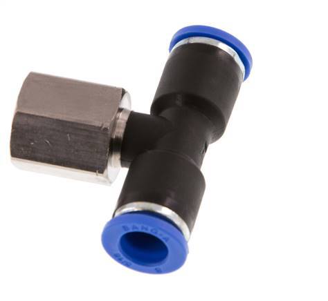 8mm x G1/4'' Inline Tee Push-in Fitting with Female Threads Brass/PA 66 NBR Rotatable [2 Pieces]