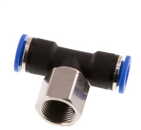 10mm x G3/8'' Inline Tee Push-in Fitting with Female Threads Brass/PA 66 NBR Rotatable