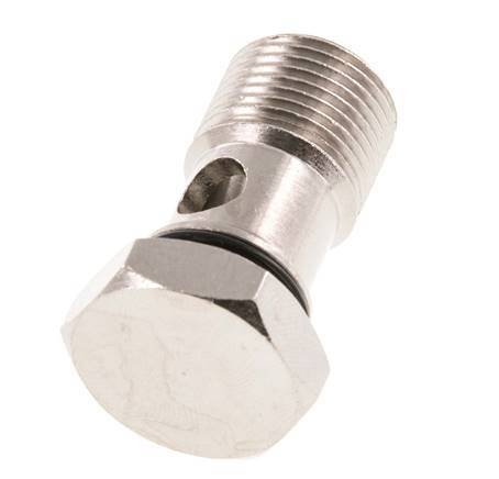 1-way nickel-plated Brass Banjo Bolt with G3/8'' Male Threads NBR [2 Pieces]