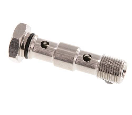 2-way nickel-plated Brass Banjo Bolt with G1/8'' Male Threads NBR [2 Pieces]