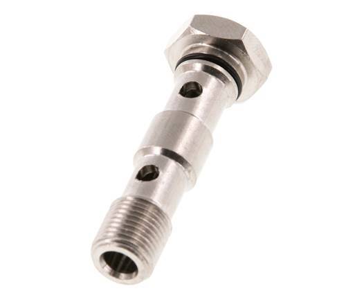 2-way nickel-plated Brass Banjo Bolt with G1/8'' Male Threads NBR [2 Pieces]