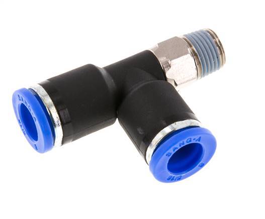8mm x R1/8'' Right Angle Tee Push-in Fitting with Male Threads Brass/PA 66 NBR Rotatable [2 Pieces]