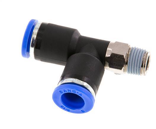 8mm x R1/8'' Right Angle Tee Push-in Fitting with Male Threads Brass/PA 66 NBR Rotatable [2 Pieces]