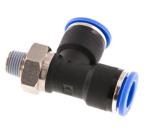 10mm x R1/8'' Right Angle Tee Push-in Fitting with Male Threads Brass/PA 66 NBR Rotatable