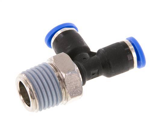 4mm x R1/4'' Right Angle Tee Push-in Fitting with Male Threads Brass/PA 66 NBR Rotatable [2 Pieces]