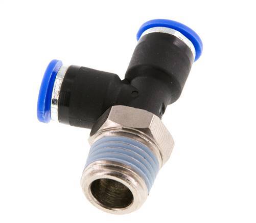 6mm x R1/4'' Right Angle Tee Push-in Fitting with Male Threads Brass/PA 66 NBR Rotatable [2 Pieces]