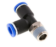 8mm x R1/4'' Right Angle Tee Push-in Fitting with Male Threads Brass/PA 66 NBR Rotatable [2 Pieces]