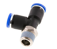 8mm x R1/4'' Right Angle Tee Push-in Fitting with Male Threads Brass/PA 66 NBR Rotatable [2 Pieces]