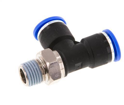10mm x R1/4'' Right Angle Tee Push-in Fitting with Male Threads Brass/PA 66 NBR Rotatable