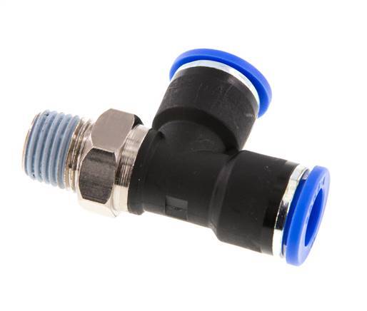 10mm x R1/4'' Right Angle Tee Push-in Fitting with Male Threads Brass/PA 66 NBR Rotatable