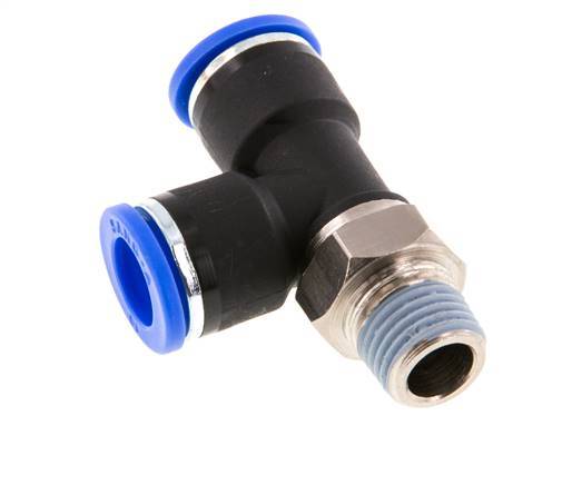 10mm x R1/4'' Right Angle Tee Push-in Fitting with Male Threads Brass/PA 66 NBR Rotatable