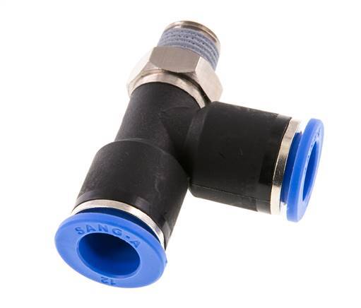 12mm x R1/4'' Right Angle Tee Push-in Fitting with Male Threads Brass/PA 66 NBR Rotatable