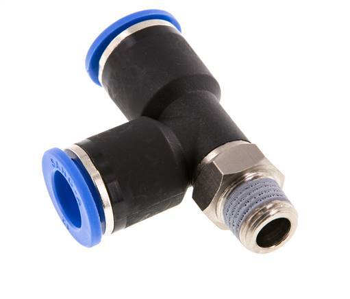 12mm x R1/4'' Right Angle Tee Push-in Fitting with Male Threads Brass/PA 66 NBR Rotatable