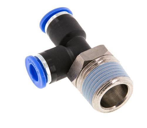 6mm x R3/8'' Right Angle Tee Push-in Fitting with Male Threads Brass/PA 66 NBR Rotatable [2 Pieces]