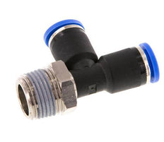 8mm x R3/8'' Right Angle Tee Push-in Fitting with Male Threads Brass/PA 66 NBR Rotatable [2 Pieces]