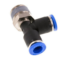 8mm x R3/8'' Right Angle Tee Push-in Fitting with Male Threads Brass/PA 66 NBR Rotatable [2 Pieces]