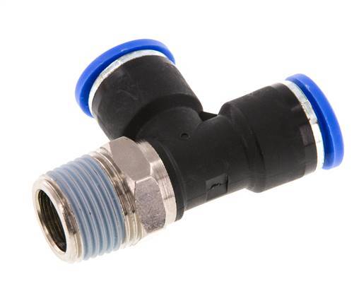 10mm x R3/8'' Right Angle Tee Push-in Fitting with Male Threads Brass/PA 66 NBR Rotatable