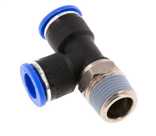 10mm x R3/8'' Right Angle Tee Push-in Fitting with Male Threads Brass/PA 66 NBR Rotatable