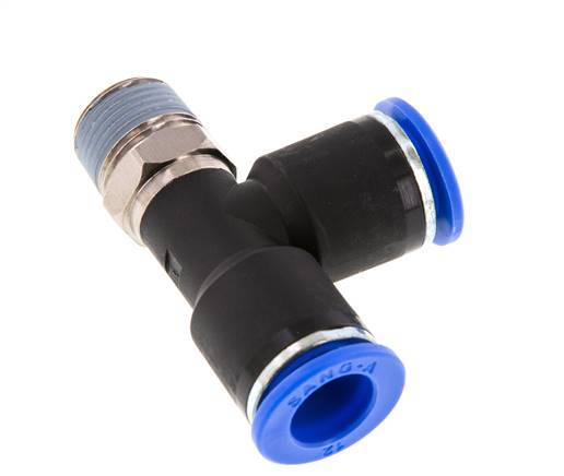 12mm x R3/8'' Right Angle Tee Push-in Fitting with Male Threads Brass/PA 66 NBR Rotatable