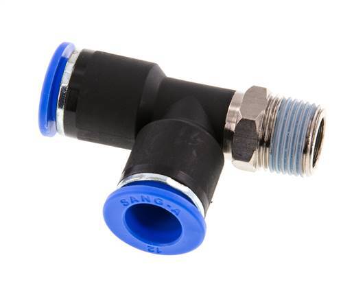 12mm x R3/8'' Right Angle Tee Push-in Fitting with Male Threads Brass/PA 66 NBR Rotatable