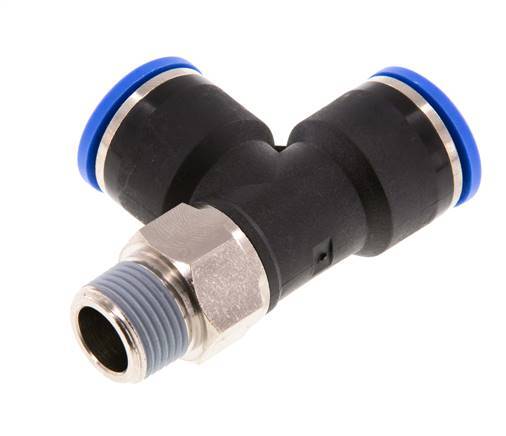 14mm x R3/8'' Right Angle Tee Push-in Fitting with Male Threads Brass/PA 66 NBR Rotatable