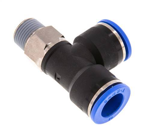 14mm x R3/8'' Right Angle Tee Push-in Fitting with Male Threads Brass/PA 66 NBR Rotatable