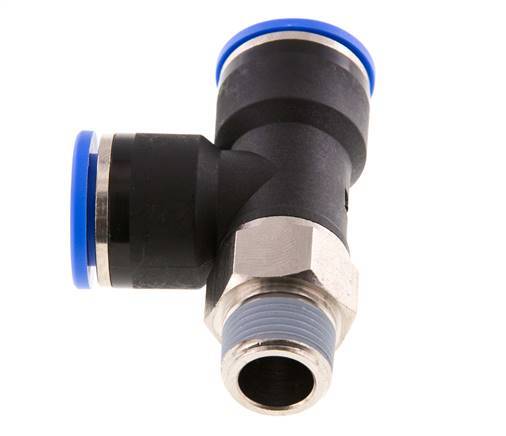 14mm x R3/8'' Right Angle Tee Push-in Fitting with Male Threads Brass/PA 66 NBR Rotatable