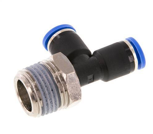 8mm x R1/2'' Right Angle Tee Push-in Fitting with Male Threads Brass/PA 66 NBR Rotatable