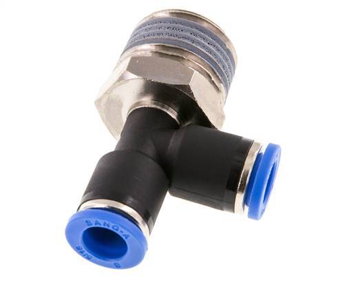 8mm x R1/2'' Right Angle Tee Push-in Fitting with Male Threads Brass/PA 66 NBR Rotatable