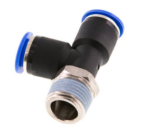 12mm x R1/2'' Right Angle Tee Push-in Fitting with Male Threads Brass/PA 66 NBR Rotatable